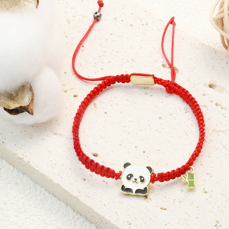 Buddha Stones Tibetan Handmade Panda Bamboo Lucky Red String Bracelet - image 1