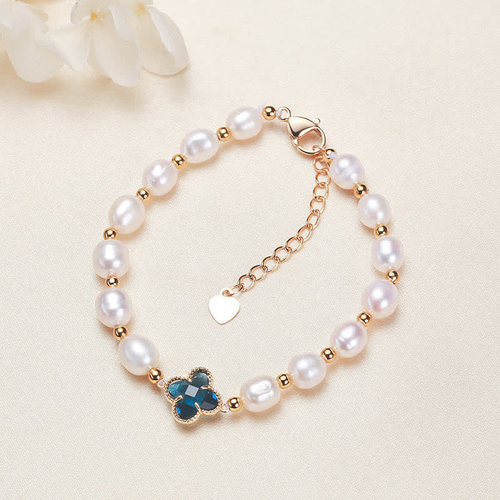 Buddha Stones Pearl Four Leaf Clover Wealth Chain Bracelet - image 10