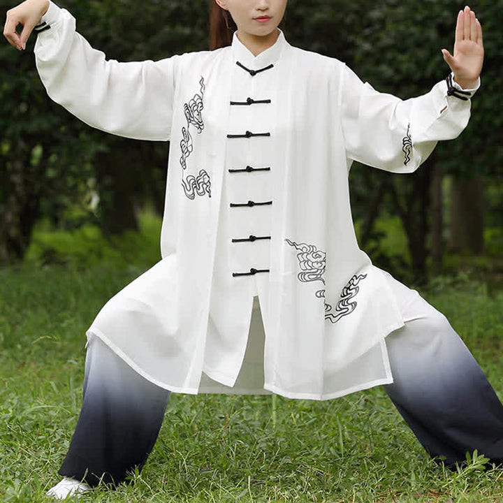 Buddha Stones Auspicious Clouds Gradient Meditation Prayer Spiritual Zen Tai Chi Qigong Practice Women's Clothing Set - 3Pcs Set - US12，UK/AU16，EU44 (3XL) - image 2