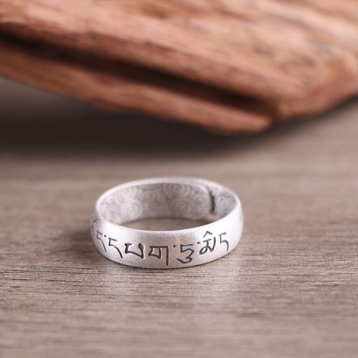 Buddha Stones 999 Sterling Silver Lotus Elephant Six True Words Blessing Ring - image 11