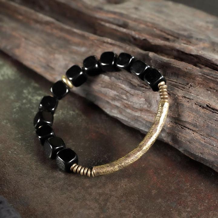 Buddha Stones Black Obsidian Crystal Copper Strength Couple Bracelet - image 7