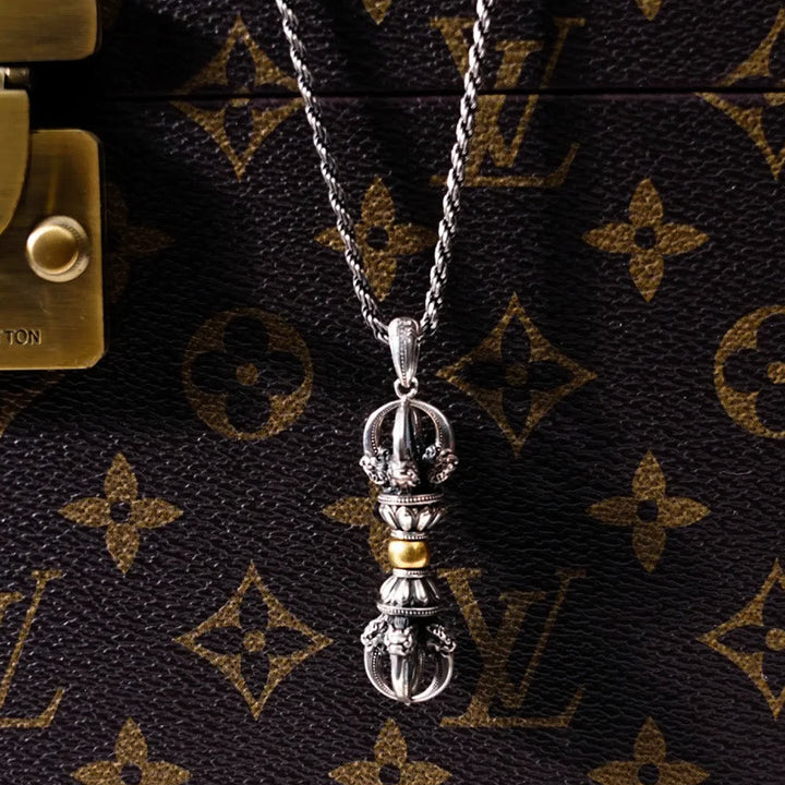 Buddha Stones Tibetan Dorje Vajra Design Wealth Necklace Pendant - Necklace&Chain - image 6