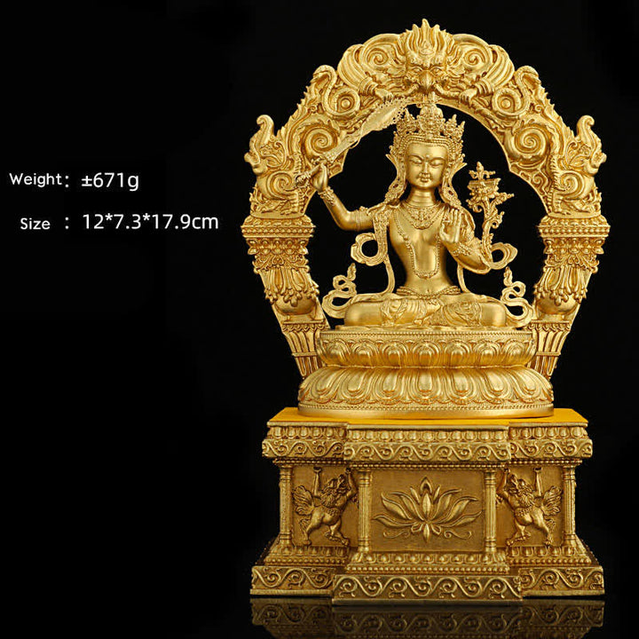 Buddha Stones Shakyamuni Amitabha Medicine Buddha Figurine Serenity Copper Statue Home Decoration - 10 cm Manjushri Bodhisattva&Base - image 11