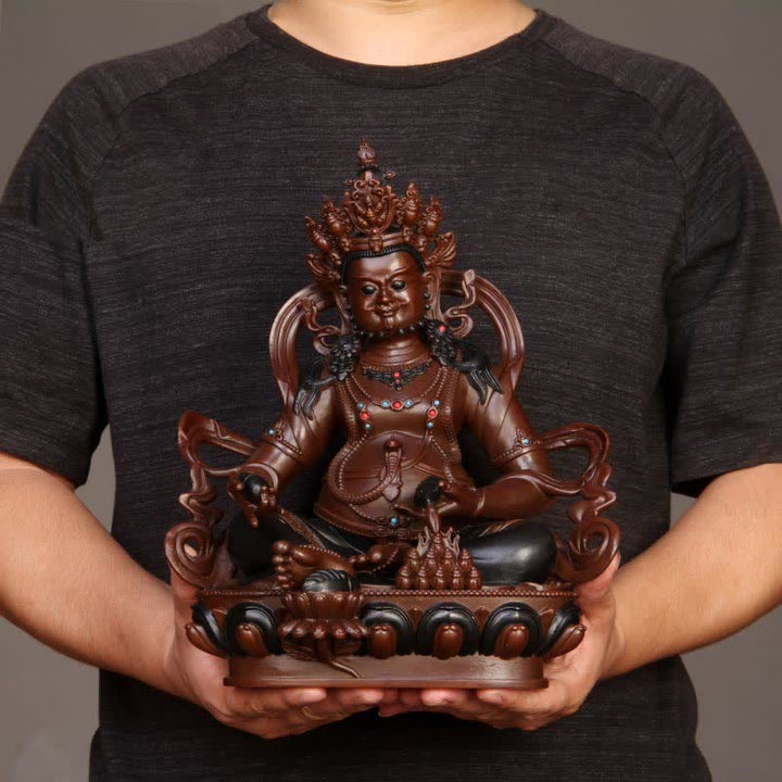 Buddha Stones Yellow Jambhala Bodhisattva Figurine Compassion Copper Statue Home Office Decoration - image 3