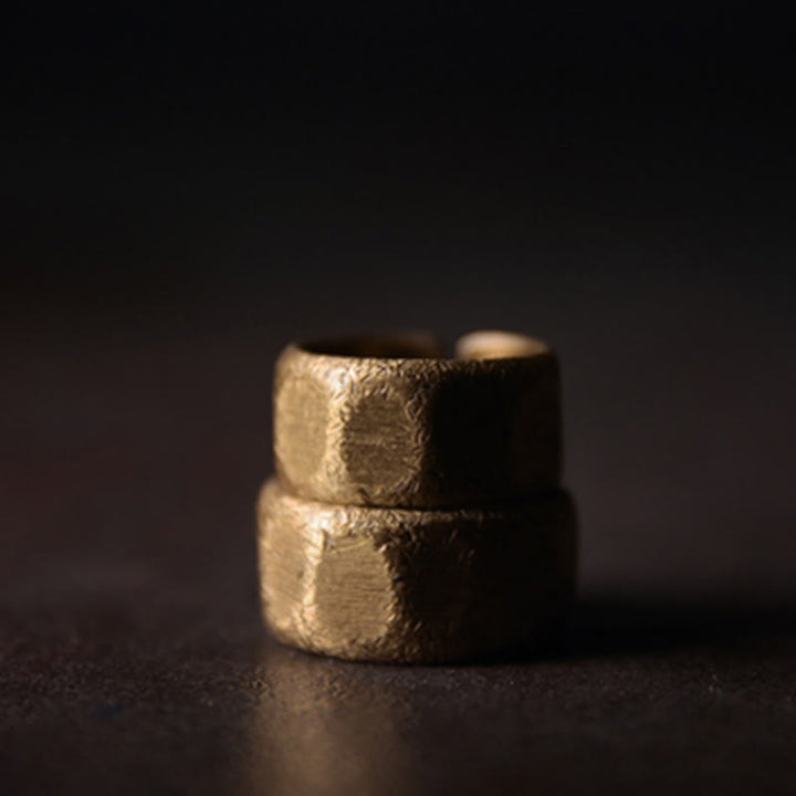 Buddha Stones Tibetan Simple Design Copper Brass Frosted Wealth Ring - image 16