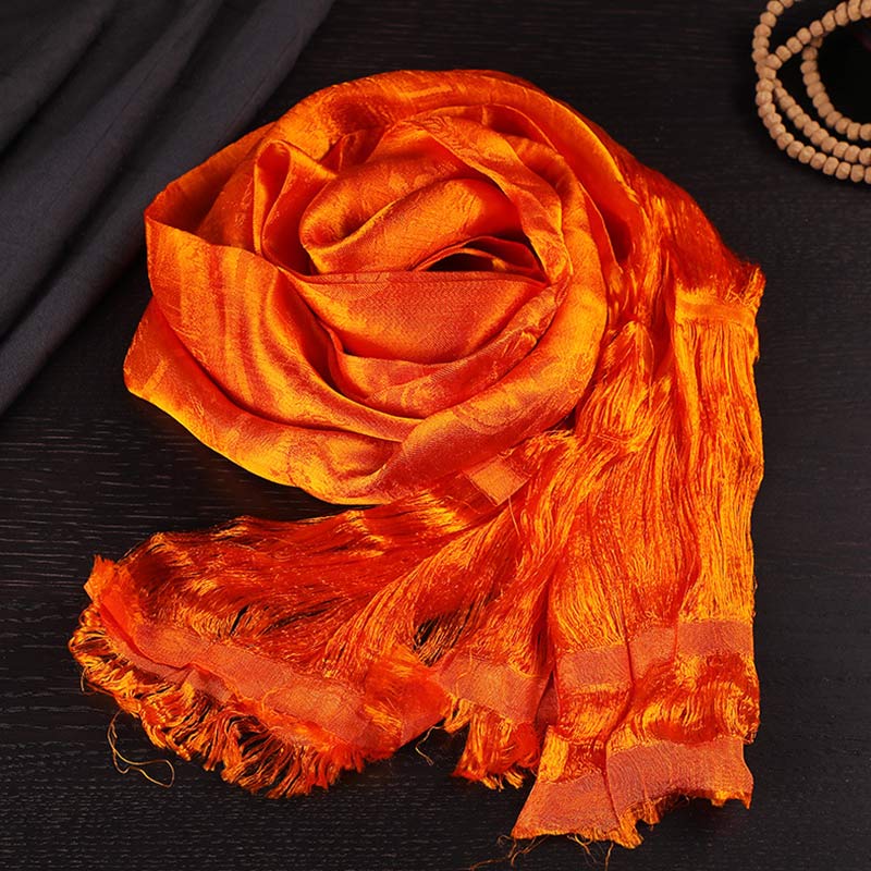 Buddha Stones Tibetan Blessing Auspicious 5 Colors Jacquard Khata Decoration - Orange - image 4