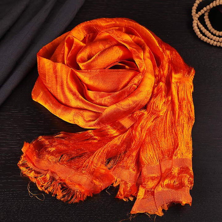 Buddha Stones Tibetan Blessing Auspicious 5 Colors Jacquard Khata Decoration - Orange - image 4