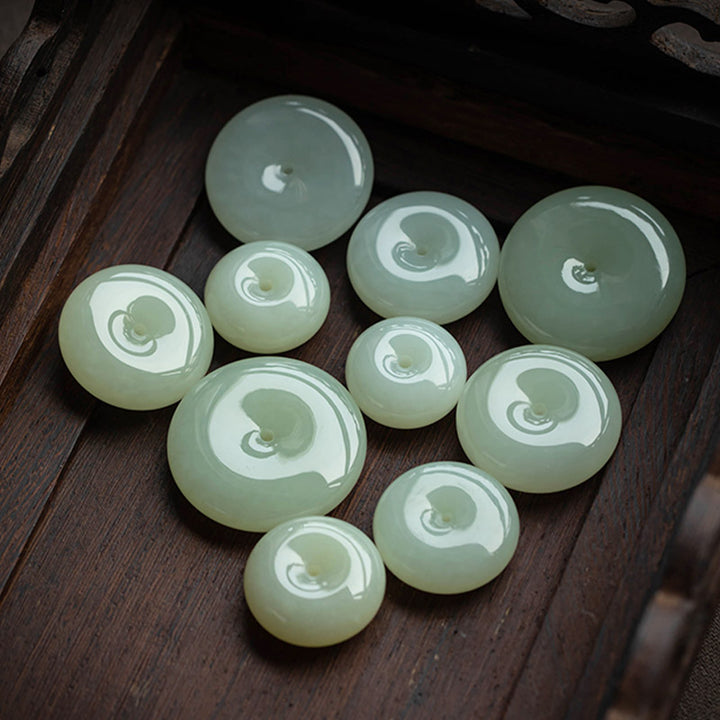 Buddha Stones Natural Round Jade Peace Buckle Luck Prosperity Necklace Pendant - image 23