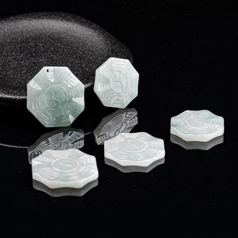 Buddha Stones Natural Jade Bagua Yin Yang Luck Necklace Pendant - image 5