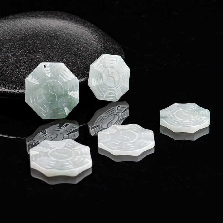 Buddha Stones Natural Jade Bagua Yin Yang Luck Necklace Pendant - image 5