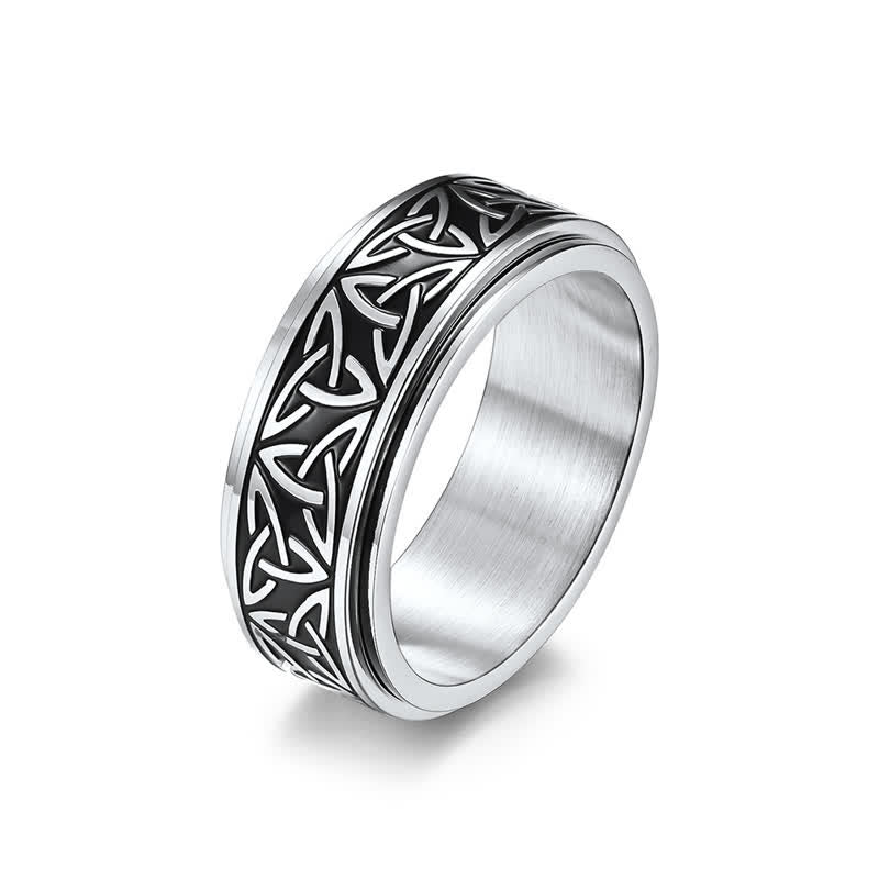 Buddha Stones  Triangle Knot Triquetra Titanium Steel Calm Rotatable Ring - image 0