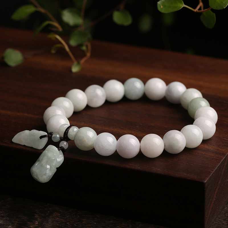 Buddha Stones Natural Jade Pi Xiu Buddha Gourd Apple Success Bracelet - image 2