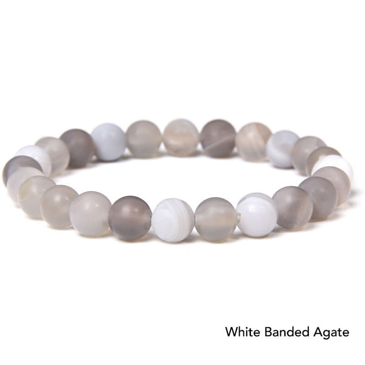 Natural Agate Stone Crystal Balance Beaded Bracelet - White Banded Agate - image 6