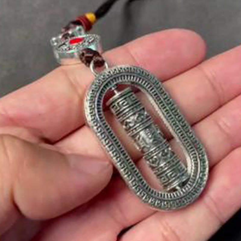 Buddha Stones Tibet Om Mani Padme Hum Prayer Wheel Peace Rotatable Car Hanging Decoration - image 11