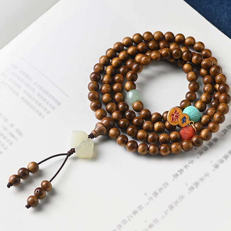 Buddha Stones Tibetan Rosewood Protection Calm Bracelet Mala - image 13