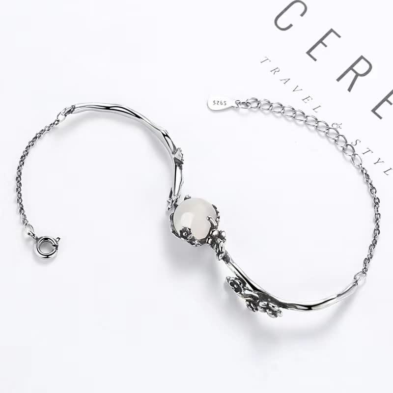 Buddha Stones "Sending Grace and Harmony"Plum Blossom Chalcedony Bracelet Includes Gift Message Card - image 15