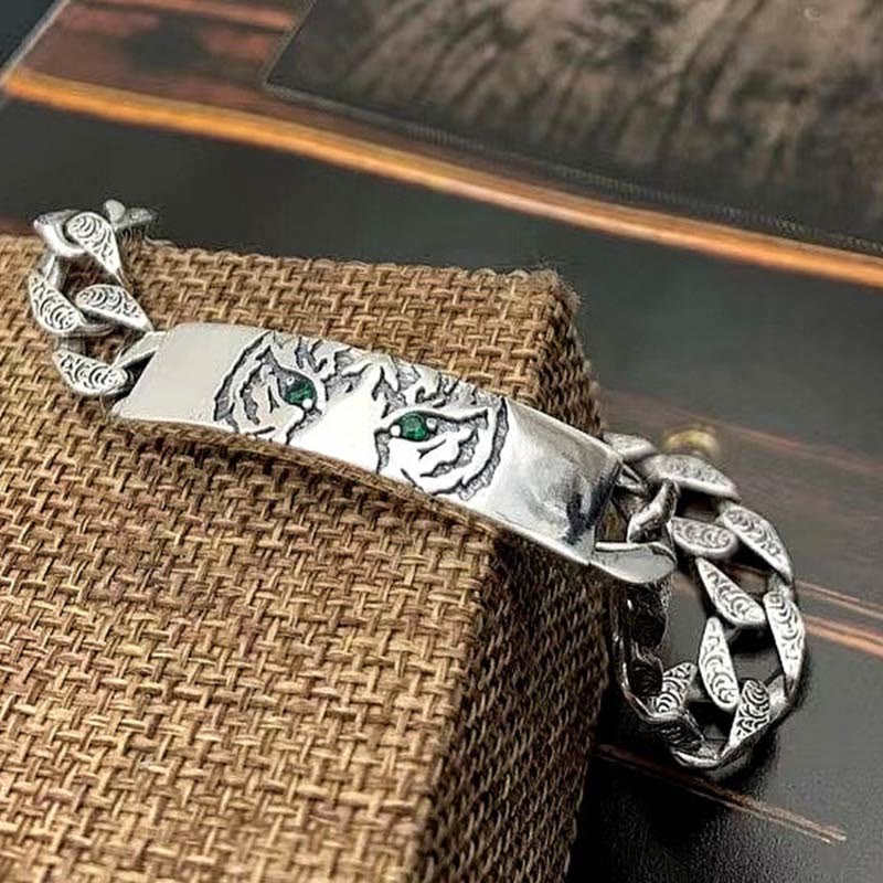 Buddha Stones Tiger Tang Dynasty Flower Design Copper Luck Chain Bracelet - image 6