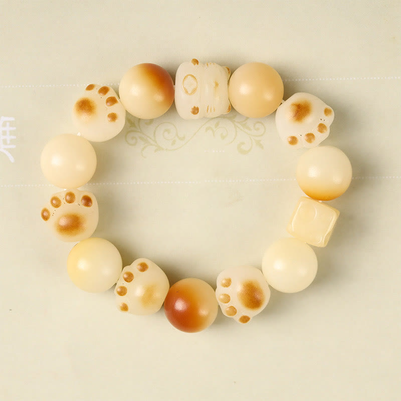 Buddha Stones Natural Bodhi Seed Sandalwood Lucky Cute Cat Head Paw Claw Peace Bracelet - image 20