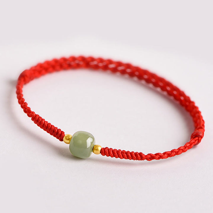Buddha Stones Handmade Jade Lucky Bead Prosperity Braided Bracelet - image 3