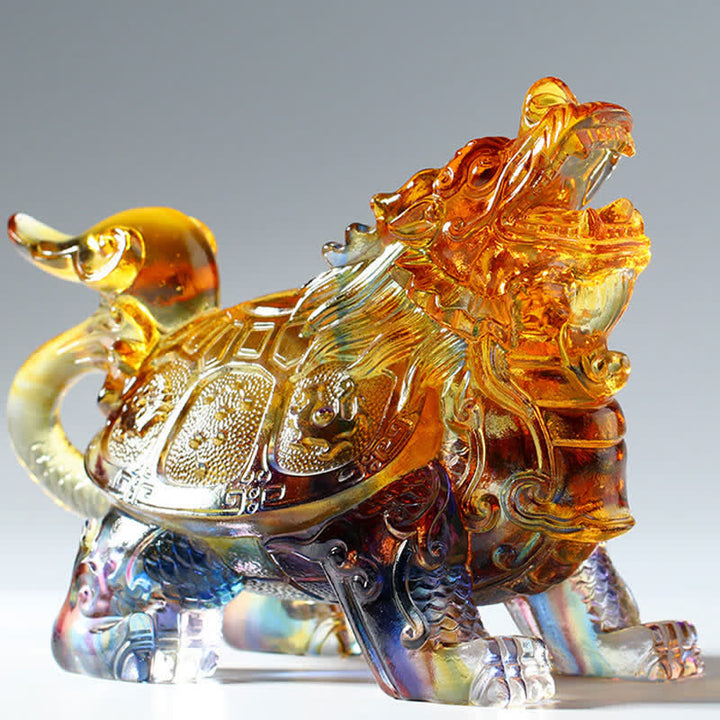 Buddha Stones Feng Shui Dragon Turtle Handmade Liuli Crystal Art Piece Home Office Decoration - image 3