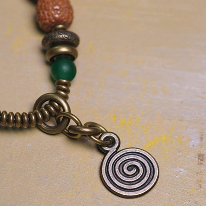 Buddha Stones 108 Mala Rudraksha Beads Bodhi Seed Dzi Bead Luck Auspiciousness Tassel Bracelet - image 9