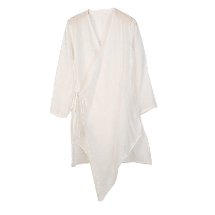 Buddha Stones Simple White Beige Pattern Meditation Spiritual Zen Practice Yoga Clothing Women's Clothes - image 8