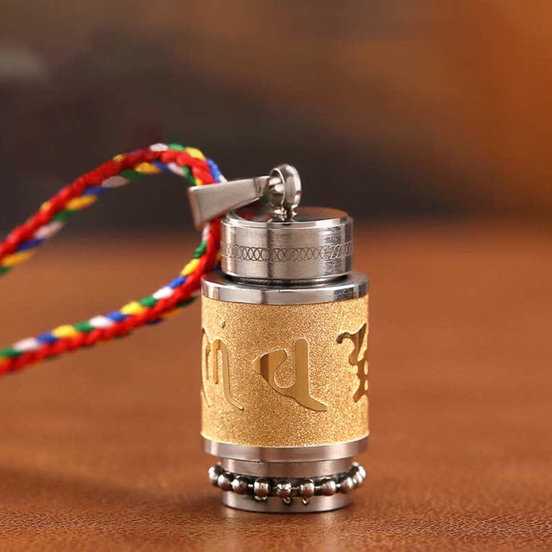 Buddha Stones Tibet Om Mani Padme Hum Shurangama Mantra Titanium Steel Wisdom Amulet Necklace Pendant - image 0