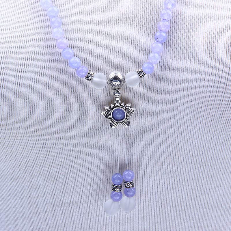 Buddha Stones Purple Jasper Bead Strength Bracelet Mala - image 5