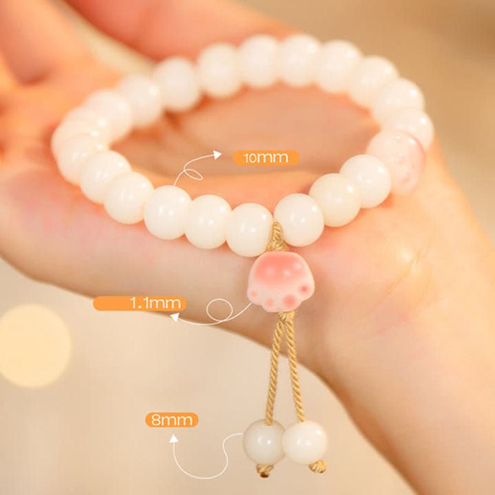 Buddha Stones Natural Bodhi Seed Lovely Paw Lucky Cat Paw Peace Bracelet - image 7