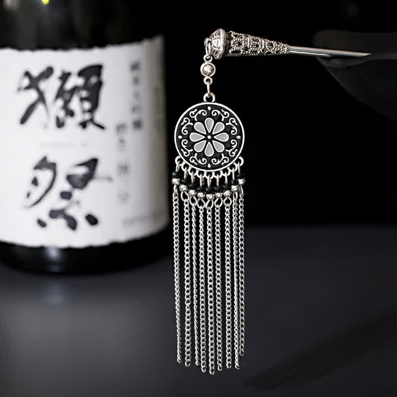 Water Drop Lily of the Valley Flowers Tassels Confidence Hairpin - Round Tassel-Black - image 23