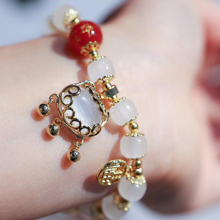 Buddha Stones Windmill Chinese Lock Charm Fu Character Blessing Bracelet - image 10