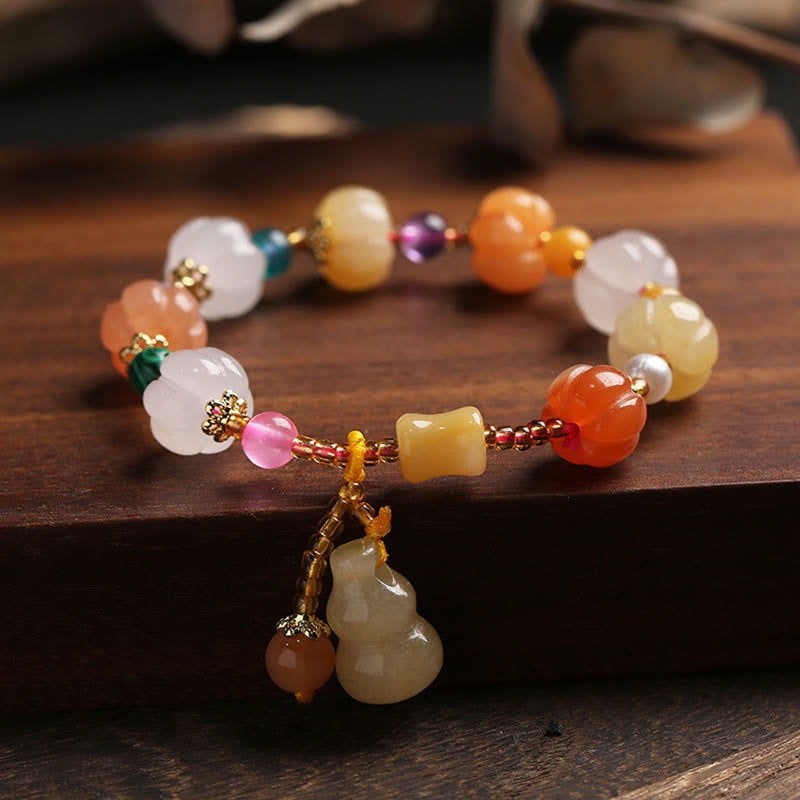 Buddha Stones Natural Golden Silk Jade Crystals Gourd Pixiu Pumpkin Beads Wealth Charm Bracelet - image 1