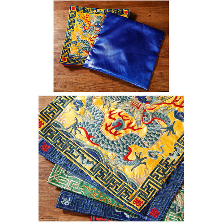 Buddha Stones Crane Phoenix Dragon Kirin Embroidered Cup Mat Pad Tea Cup Coaster Square Kung Fu Tea Mat - image 37