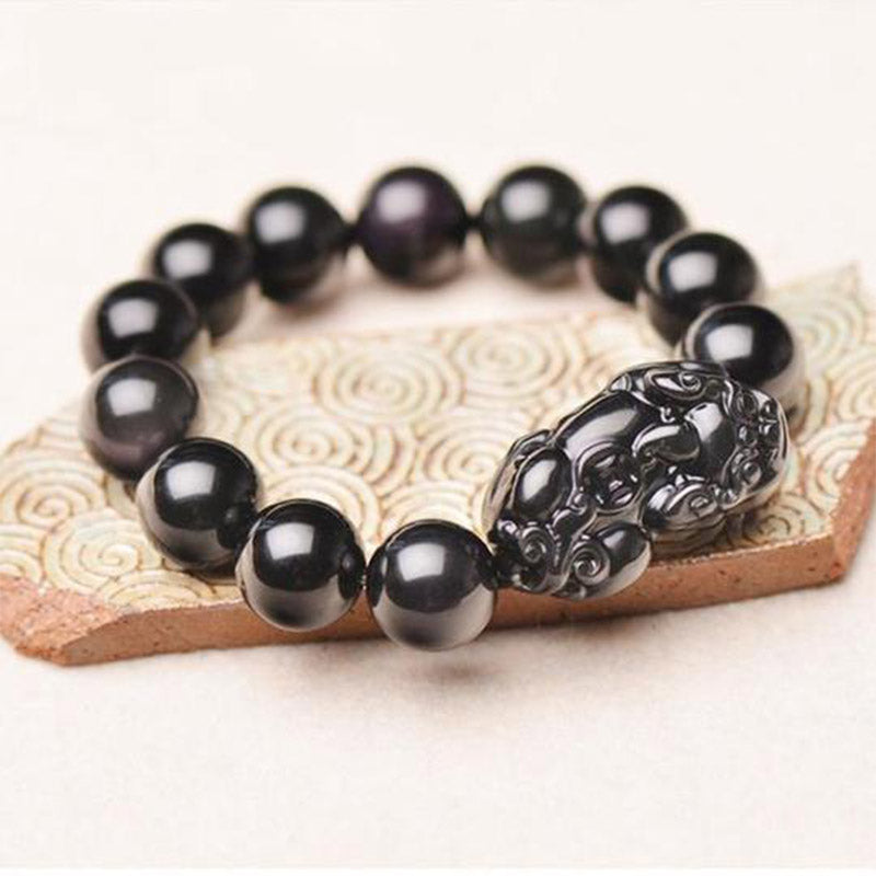 Buddha Stones FengShui PiXiu Obsidian Wealth Bracelet - image 2