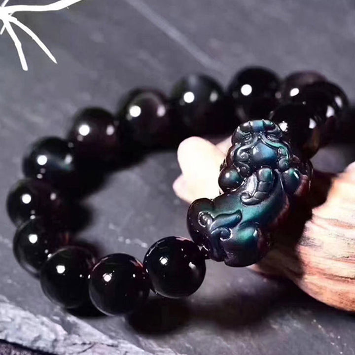 Buddha Stones FengShui PiXiu Rainbow Obsidian Luck Bracelet - image 6