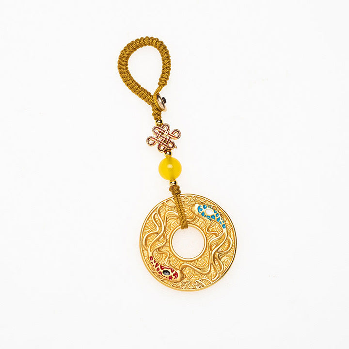 Buddha Stones Double Koi Fish Peace Buckle Wealth Luck Key Chain - image 14