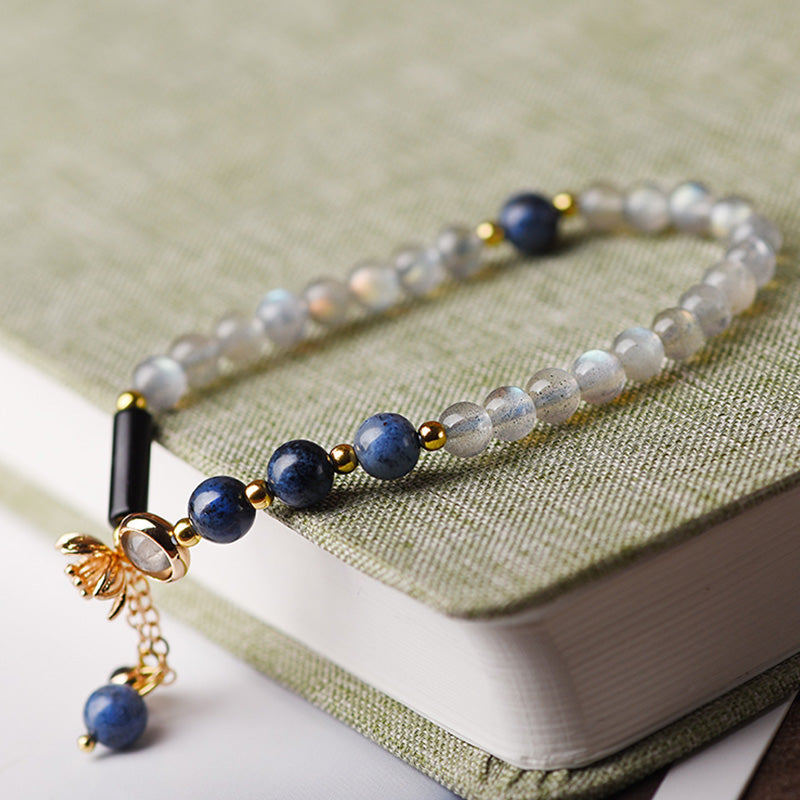 Buddha Stones Moonstone Lazurite Calm Healing Positive Bracelet - 1 Circle - image 2