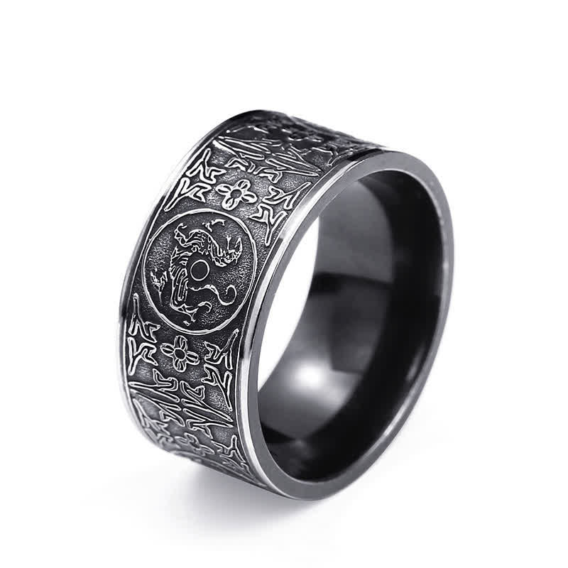 Buddha Stones Four Guardian Beast Dragon White Tiger Suzaku Basalt Carved Success Luck Ring - image 9