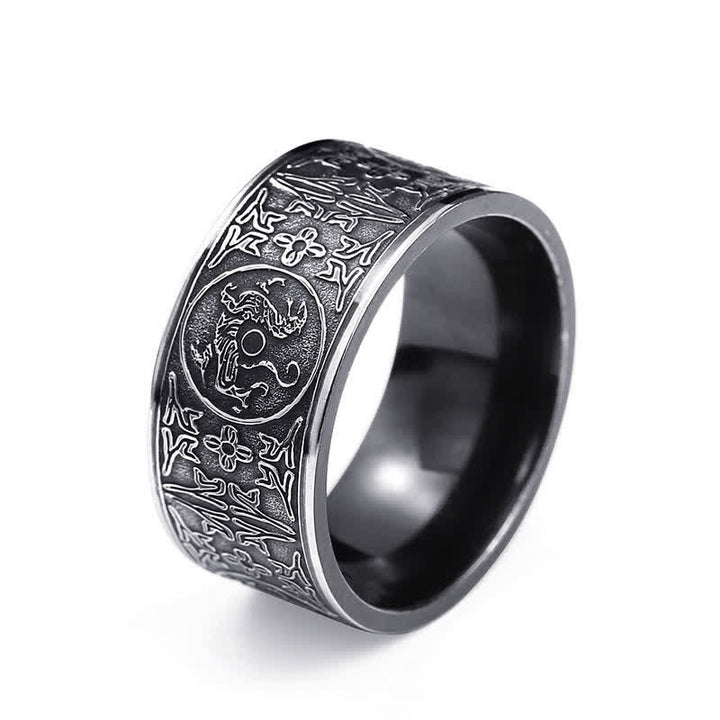Buddha Stones Four Guardian Beast Dragon White Tiger Suzaku Basalt Carved Success Luck Ring - image 9