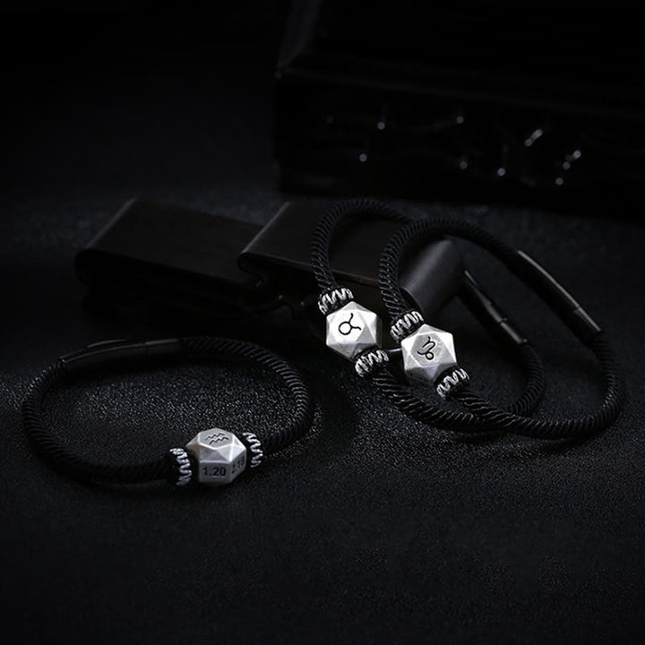 Buddha Stones 999 Sterling Silver 12 Constellations of the Zodiac Protection Handmade String Bracelet - image 21