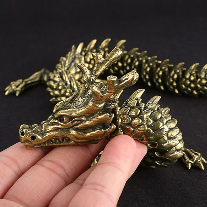 Buddha Stones Brass Copper Dragon Wealth Luck Protection Statue Figurine Home Decoration - image 3