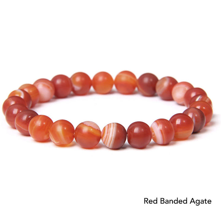 Natural Agate Stone Crystal Balance Beaded Bracelet - Red Banded Agate - image 8