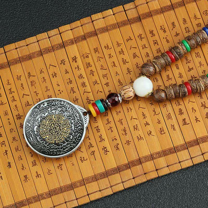 Buddha Stones Tibetan Om Mani Padme Hum Prayer Wheel Rotation Vajra Wood Necklace Pendant - image 24