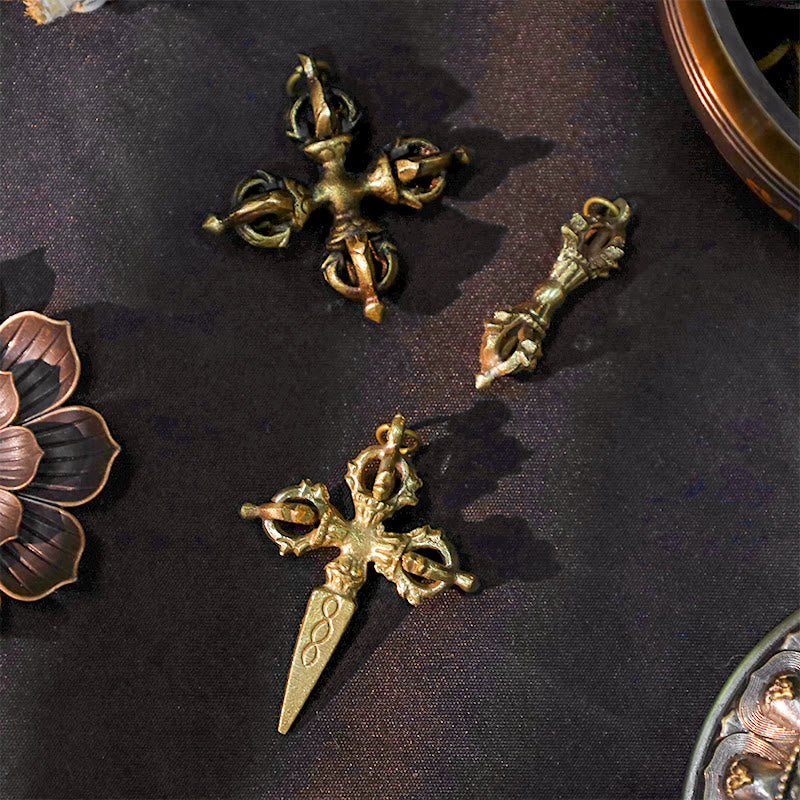 Buddha Stones Nepal Handmade Double Dorje Copper Enlightenment Strength Vajra - image 0