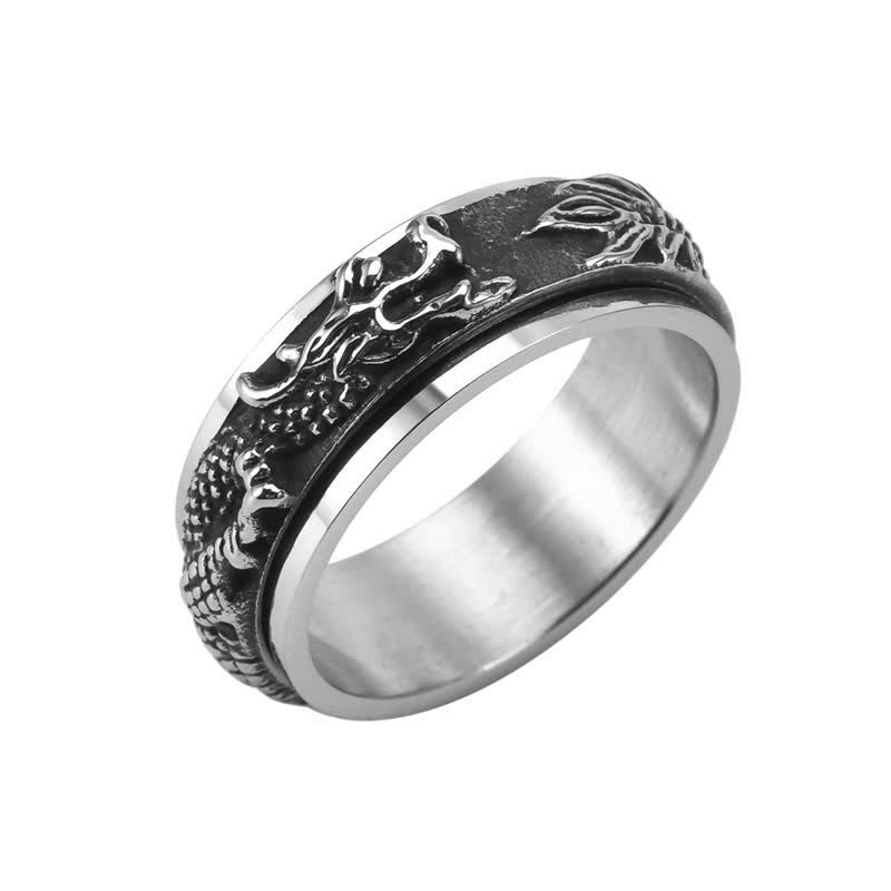 Buddha Stones Dragon Titanium Steel Stimulation Rotatable Ring - Black - US11 - image 16