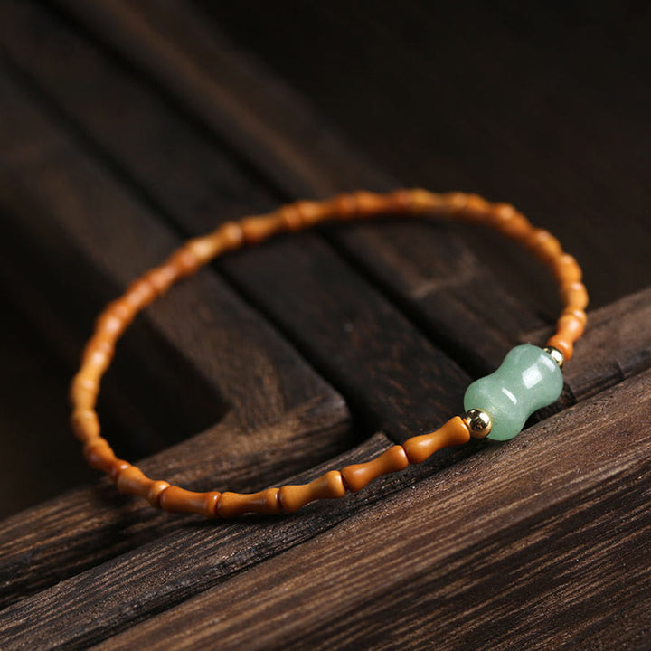 Buddha Stones Natural Olive Pit Green Aventurine Bamboo Pattern Luck Bracelet - image 8