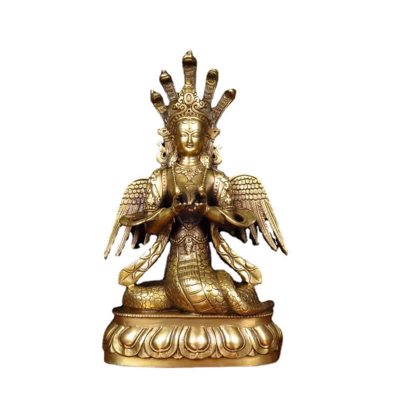 Buddha Stones Bodhisattva Nuwa The Snake Fairy Protection Copper Statue Decoration - image 2