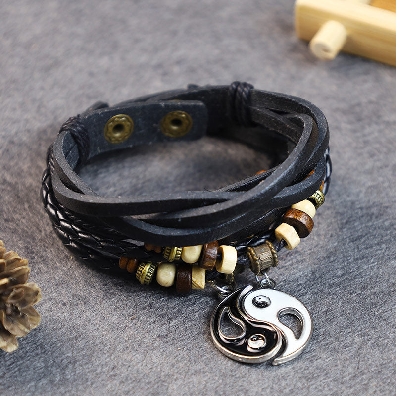 Buddha Stones Yin Yang Pendant Couple Balance Bracelet - image 0
