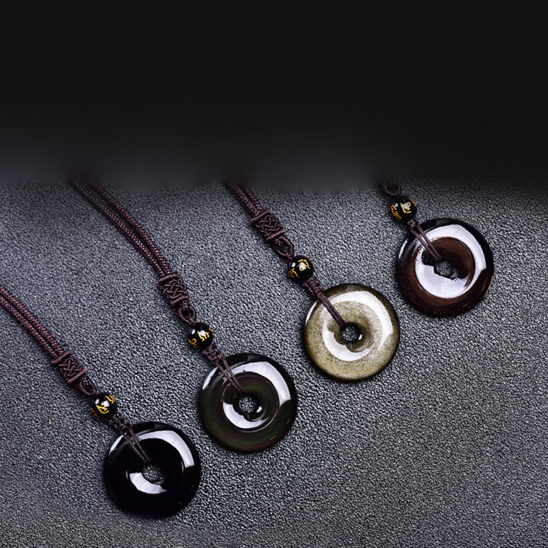 Buddha Stones Tibetan Obsidian Protection Necklace - Set - image 0
