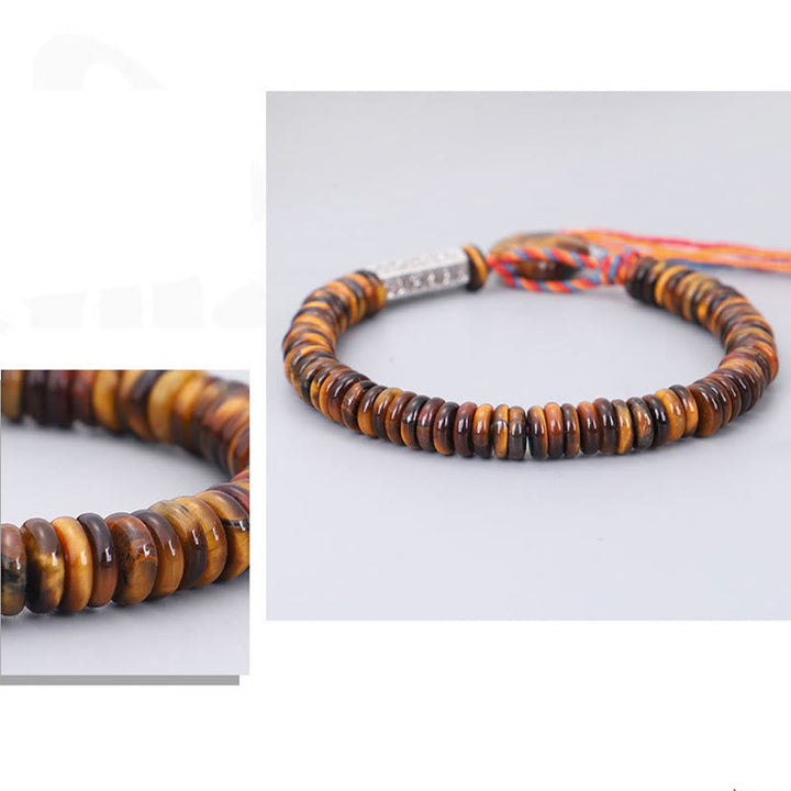 Buddha Stones Tibetan Tiger Eye Om Mani Padme Hum Protection Power Bracelet - image 7